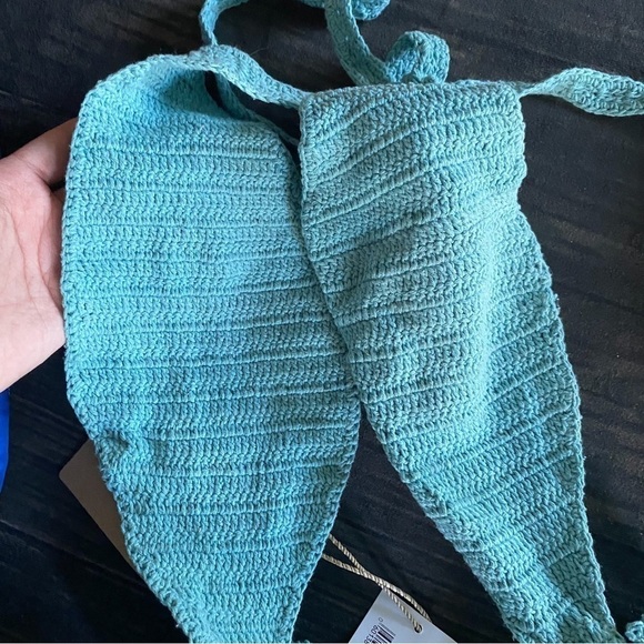 AKOIA SWIM Swimsuit Riu Twist Crochet One-Piece Backless Blue M NWT - Picture 6 of 8